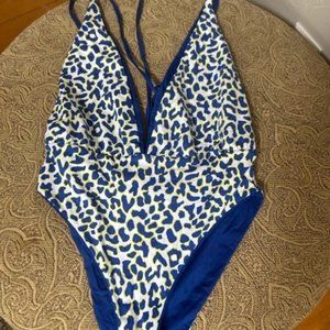 Maaji Azure Blue Safari Plunge One Piece, Worn Once Large.  Reversible!